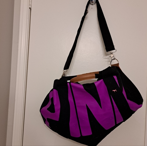 PINK Victoria's Secret Black Tote with Purple Accents - Picture 2 of 10